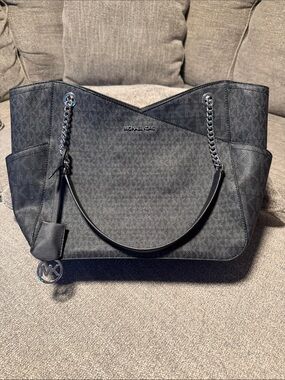 Michael Kors Black Chain-Handle Tote with MK Charm